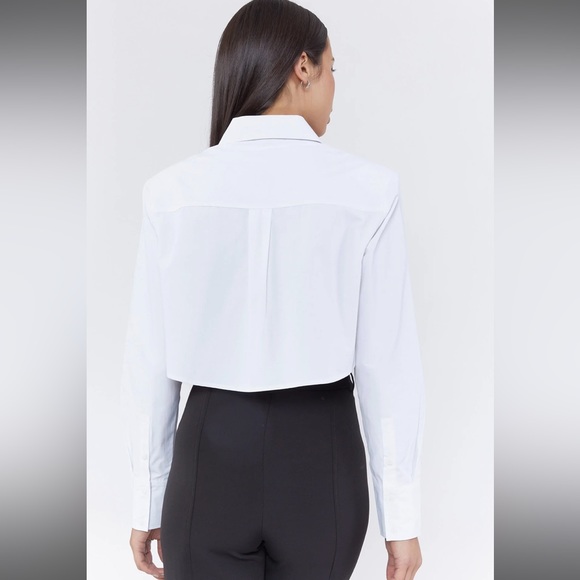 White Cropped Dress Shirt - Picture 2 of 3